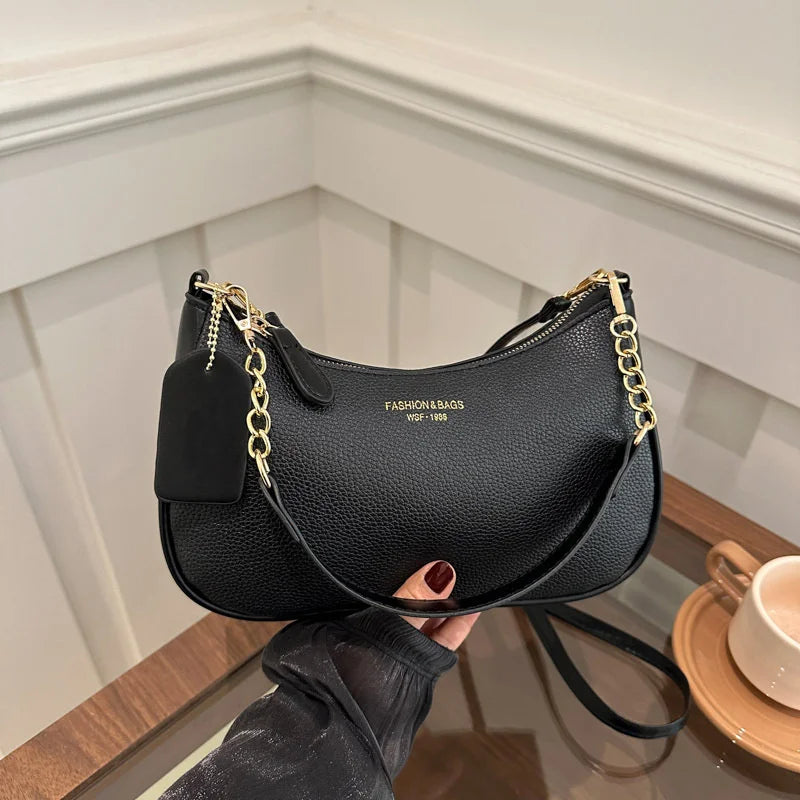Sac à bandoulière en cuir PU pour femmes, sac à bandoulière avec sangle réglable, fermeture à glissière, sac à main décontracté pour le travail et les voyages