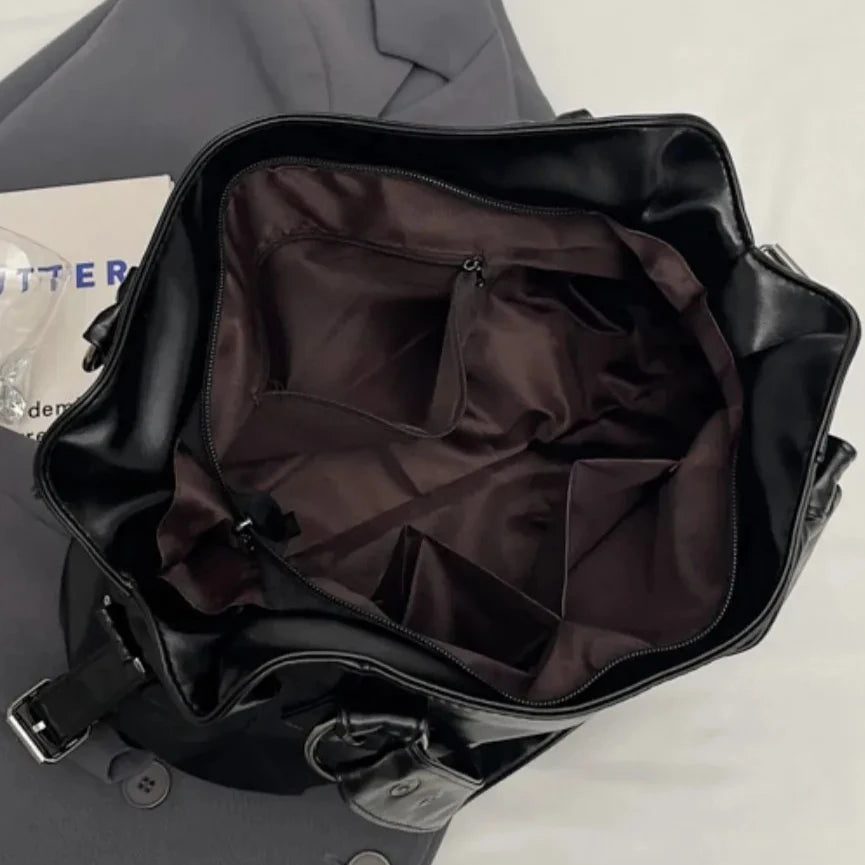 Sac à bandoulière spacieux de marque rétro pour femmes, sac à bandoulière classique de luxe de couleur unie, fourre-tout en cuir PU souple de grande capacité
