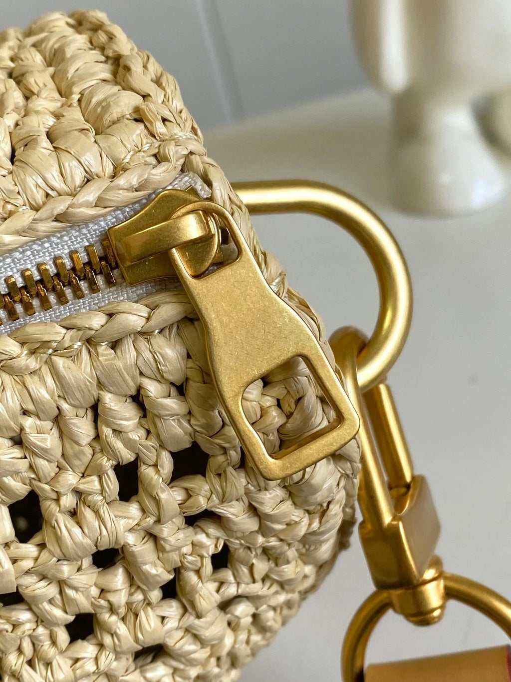 Sac à main Mini Boston en raphia, sac à main de luxe multi-positions